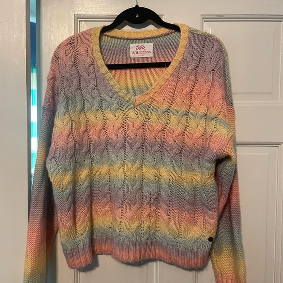 Justice Shirts \u0026 Tops | Justice, 1618, Multi Rainbow Color Sweater | Color: Pink/Yellow | Size: 16g | Pm-29764659's Closet